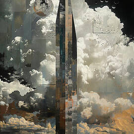 Lakhta Center Russia - Collage of a Cityscape with a Towering Structure and a Cloudy Sky by Clark Leffler