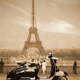 Lambretta Scooter at the Eiffel Tower by Mike McGlothlen