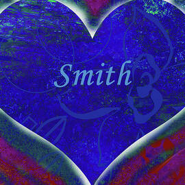 Last Name Smith in Blue Heart by Corinne Carroll