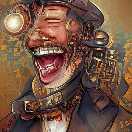 Laughing Steampunk Man by Debra Kewley