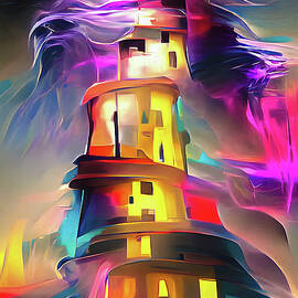 Lighthouse 01 Colorful Trippy Waves by Matthias Hauser