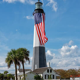 Lighthouse - Flag - Tybee Island GA - 1 by John Kirkland