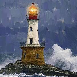 Lighthouse in the middle of the troubled sea  by Gerry Martinez Nature Wall Art Large Prints
