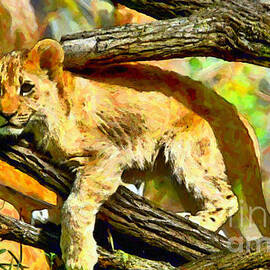 Lion Cub Kicked Back by Ann Pride