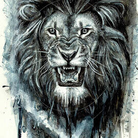 Lion Ink Splatter by Michael Volpicelli