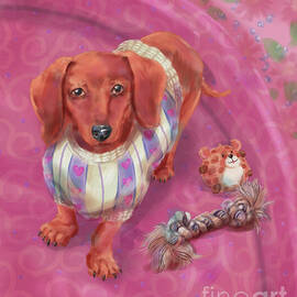 Little Dogs - Dachshund by Shari Warren