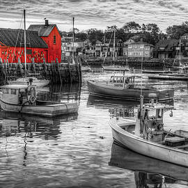Little Red Rockport Fishing Shack - Motif #1 Selective Color by Gregory Ballos