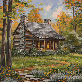 Log Cabin in Spring by Elisabeth Lucas