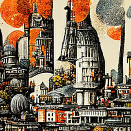 London  Skyline  in  the  style  of  Charles  Wysocki    93645563a7bdb  5c3e  64592b  b7e5  6455636a by Celestial Images
