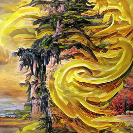 Lone Cypress Blazing Sun AI by Floyd Snyder