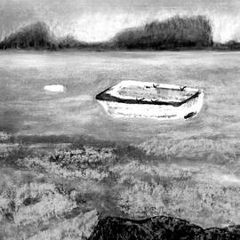 Lonely Sea Black and White Painting  by Bridie O'Brien