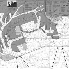 Los Angeles and Long Beach Harbors California Nautical Chart Map 2023 Black and White by Carol Japp