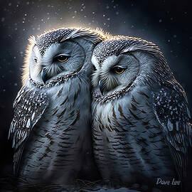 Love Birds, Two Snow Owls by Dave Lee