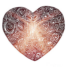 Love Doodle Heart Abstract Art, No 01 by MOUNIR KHALFOUF