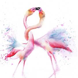Love Flamingos art by Olga Tchefranov