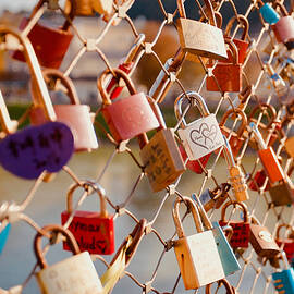 Love locks, Makartsteg Bridge over the Salzach River, Salzburg, Austria. by Joe Vella