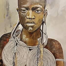 Maasai tribe woman from Kenya, Maasai woman painting, African women art, Wall art Painting by Jafeth Moiane