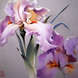 Magenta Irises Flowerheads by Alina Oseeva