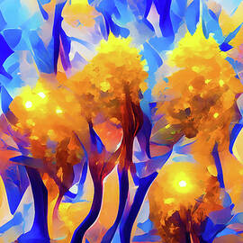 Magical Trees 02 Golden and Blue Abstract by Matthias Hauser