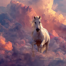 Majestic Horse Among Rosy Clouds by Betsy Knapp