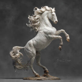 Majestic White Horse Rearing by Betsy Knapp
