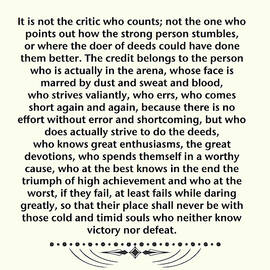 Man In The Arena Motiva Speech by Theodore Roosevelt-Generic Unisex Version by Desiderata Gallery