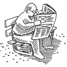 Man Reading His Newspaper Drawing by Pedro Bazunga  Artmajeur
