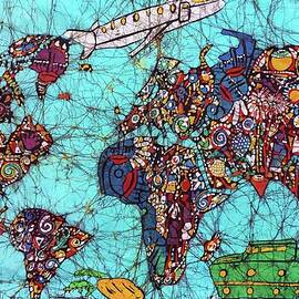 Map of world, large batik  by Jafeth Moiane