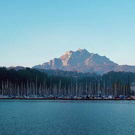 Marina, Lake Lucerne and Pilatus, Switzerland.