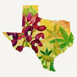 Maroon Bluebonnet Texas Map by Hailey E Herrera