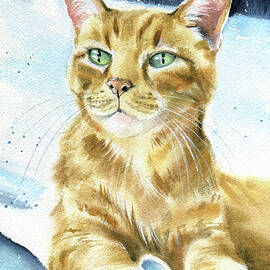 Melon Ginger Tabby Cat Painting by Dora Hathazi Mendes