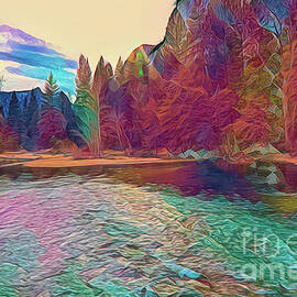 Merced River Yosemite Digital Art Series  by Chuck Kuhn