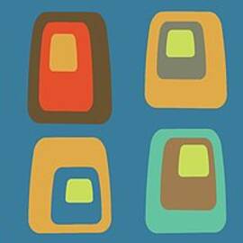 Mid Century Oblongs on Blue by Donna Mibus