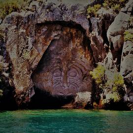  Mine Bay Maori rock carving of Ngatoroirangi on Lake Taupo by Errol DSouza