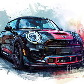 Mini John Cooper Works GP watercolor abstract vehicle by Clark Leffler