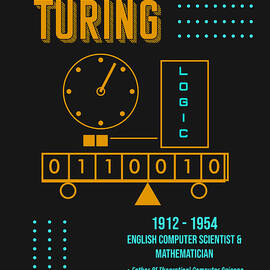 Minimal Science Posters - Alan Turing 01 - Mathematician, Computer Scientist by Studio Grafiikka