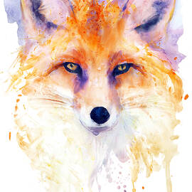 Miss Foxy - Watercolor Red Fox Portrait with Amber Eyes by Marian Voicu