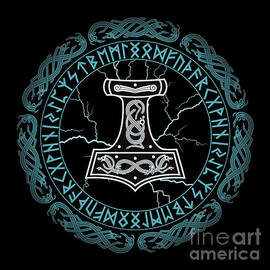 Mjolnir Hammer of Thor Runes by Beltschazar