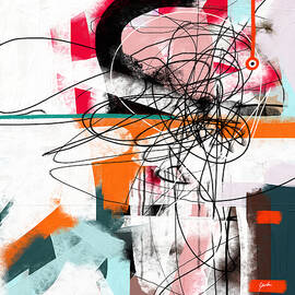 Modern Colorful Abstract Lines Painting - No Strings Attached by iAbstractArt