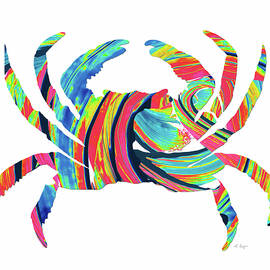 Modern Colorful Crab Art 1 by Sharon Cummings