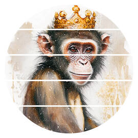 Monkey Royal Pet Portrait, Watercolor Funny Animals Paintings, Grunge Sunset Art by MOUNIR KHALFOUF