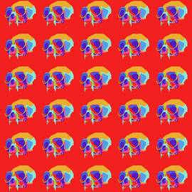 Monkey Skull Pattern Wpap Style Red Background by Ahmad Nusyirwan