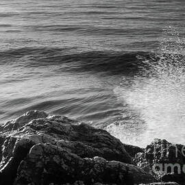 Monochrome of waves crashing against rocks, Torremolinos, Andalusia, Spain by Pics By Tony