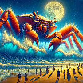 Monster Crab takes over Beach by Carol Lowbeer