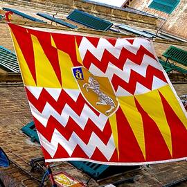 Montone Palio flag, Siena, Italy. by Joe Vella