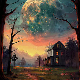 Moonrise Over Hollow Path V4 by Peter Awax