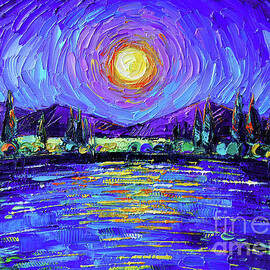 MOONSHINE MAGIC palette knife oil painting Mona Edulesco