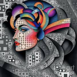 Mosaic Style Abstract Portrait - 01551 by Philip Preston