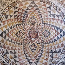 Mosaic with the head of Dionyssos from a Roman Villa in Greece by Patricia Hofmeester