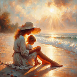Mother and child on the beach 